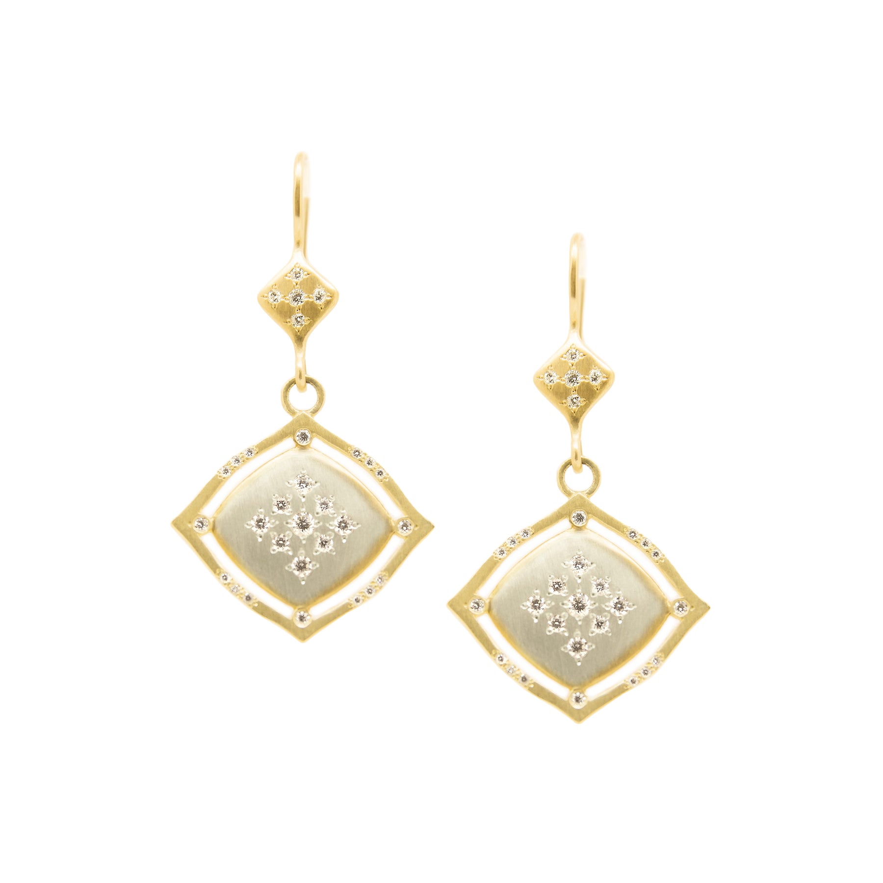 18K Yellow & White Gold Diamond Lumiere Earrings | Adel Chefridi