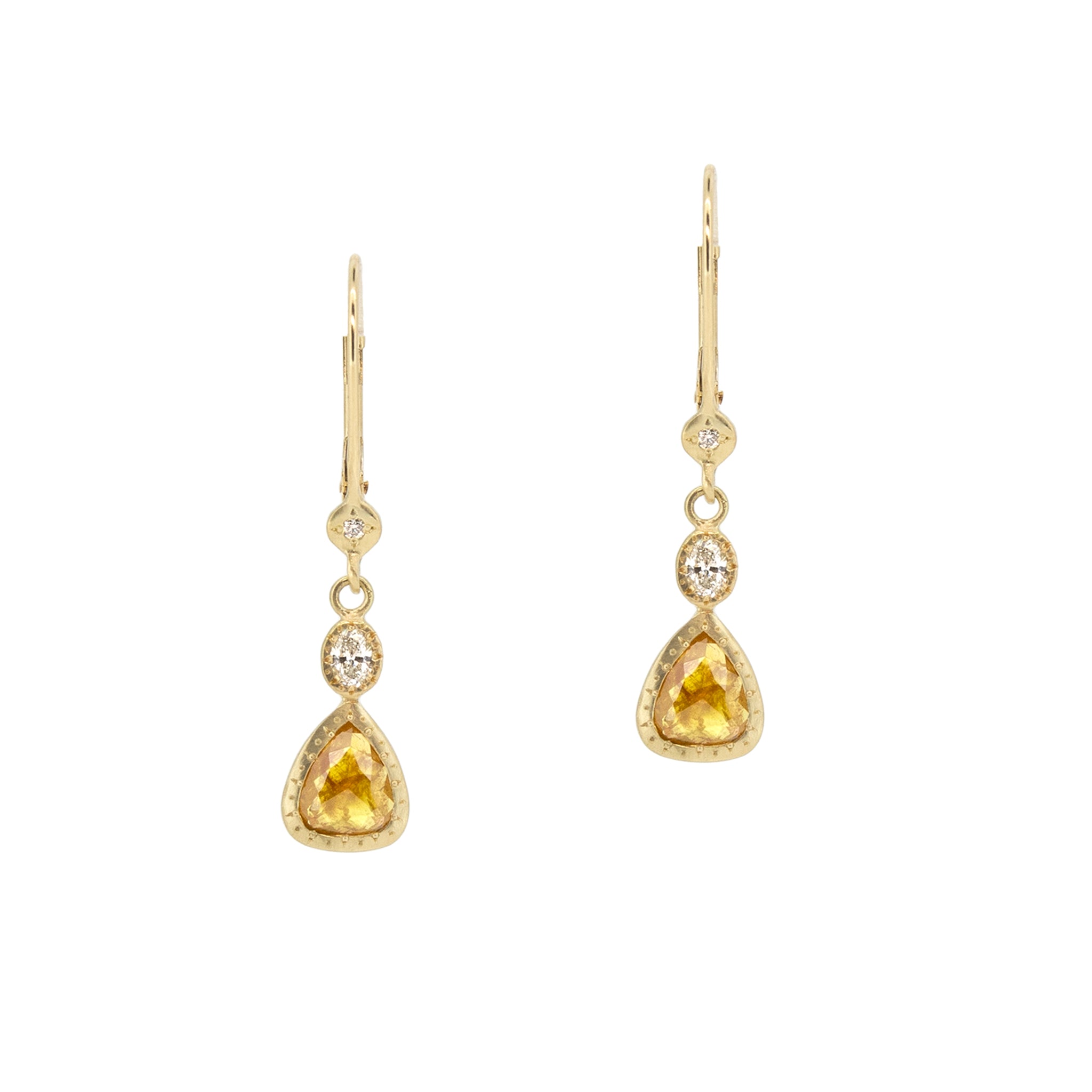 18k Yellow Gold Yellow Diamond Tear Earrings | Adel Chefridi
